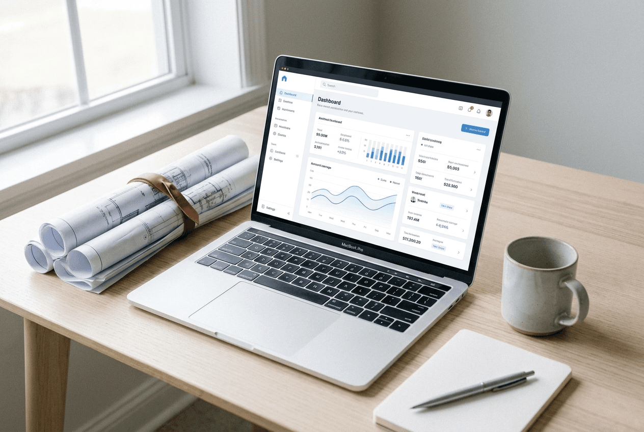 Field management dashboard on a laptop